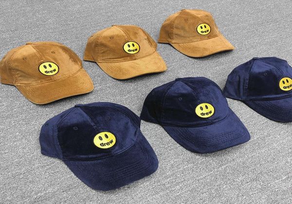 

cap drew corduroy baseball bieber same embroidered face cap high beauty tide street hip hop trendy hat2953140, Blue;gray
