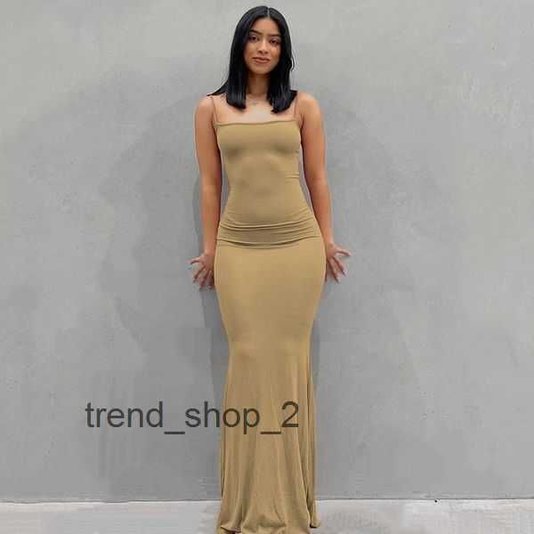 

casual dresses 2023 summer spaghetti strap black skims long dress women sleeveless solid skinny bodycon trumpet maxi vestidos m5sx, White;black