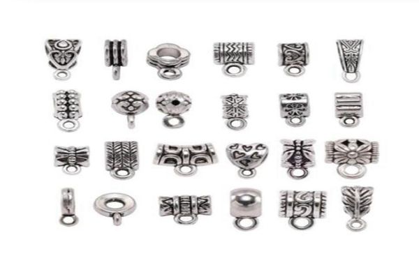 

500pcs antique charm bail beads spacer beads pendant clips pendants connectors for bracelet necklace jewelry making1707609, Bronze;silver