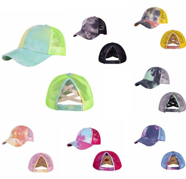 

kids tie dye ponytail baseball cap criss washed adjustable hip hop hats summer outdoor sun protection mesh hats dda4784649654, Blue;gray