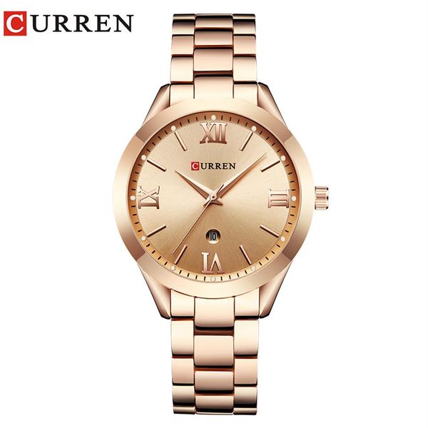 

curren gold watch women watches ladies 9007 steel women's bracelet watches female clock relogio feminino montre femme3304, Slivery;brown