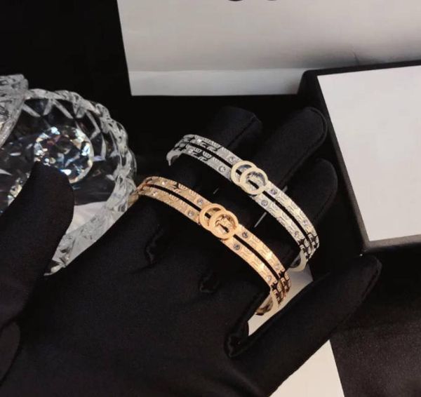 

designer bracelet bangle charm bracelet luxury bracelets women letter jewelry plated stainless steel 18k gold wristband cuff fashi7882169, Black