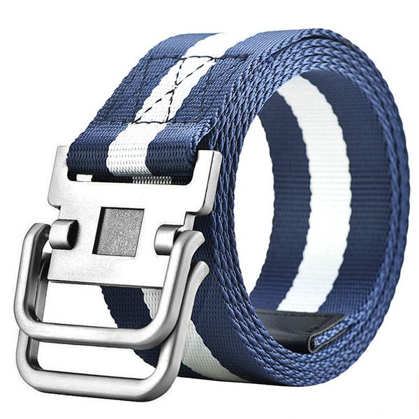 

new double buckle canvas belt men military training belts fashion outdoor metal buckle waistband, Black;brown
