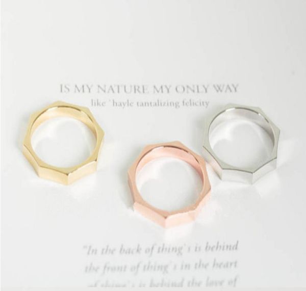 

fashion ht alloy octagon ring new stackable rings silver plated rings personality nut rings for women5790384, Golden;silver