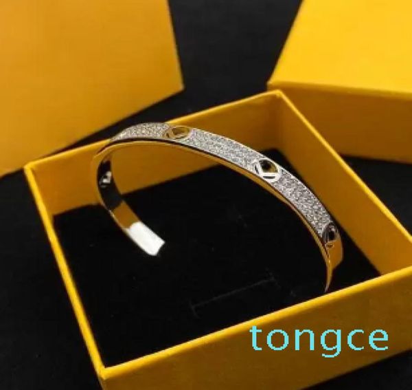 

fashion bracelet for mens women full diamond gold letters f bracelets gifts womens luxury love bracelets hiphop jewelry5267352, Golden;silver