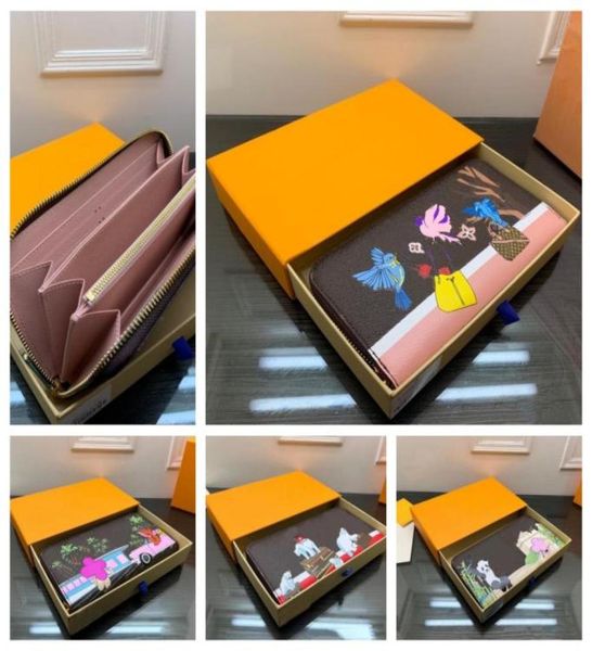 

purse ladies print floral graffiti designer wallets leather for women wallet brand luxury passport holder with box5072568, Red;black