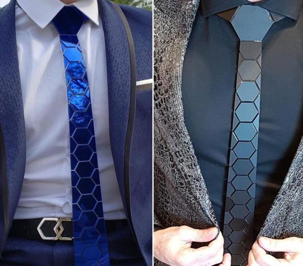 

stylish black matt satin silk necktie hexagon ties men luxury handmade wedding necktie formal suits dress dj singer stage costume 4788076, Blue;purple