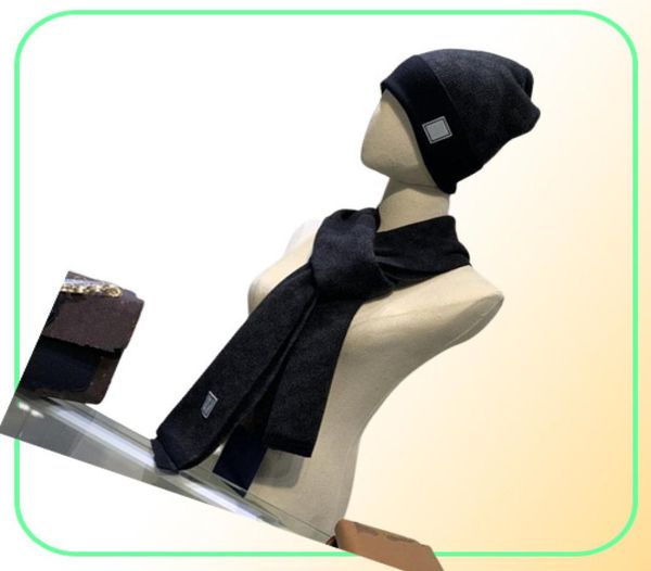 

2022 autumn winter warm scarf set designers wool beanies wool scarf and hat set classic stripe warm scarves mens womens high quali1384644, Blue;gray