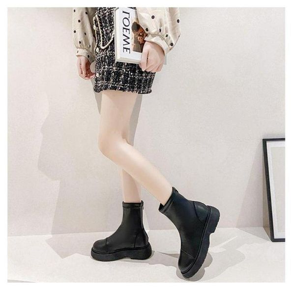

boots white ankle shoes lace up flat heel bootswomen luxury designer round toe s platform low ladies 2021 botas de mujer2984238, Black