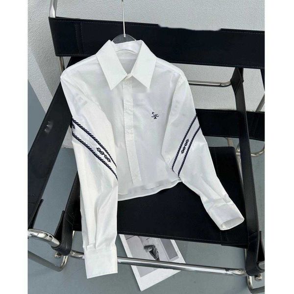 

short college style shirt designer shirt fashion shirt letter long sleeved shirt women's casual loose fitting shirt jacket, White
