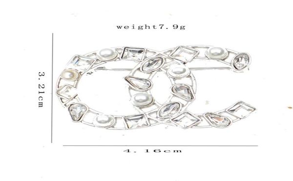 

luxury women designer brand letter brooches 18k gold plated inlay crystal rhinestone jewelry brooch charm pearl pin famous marry w4717970, Gray