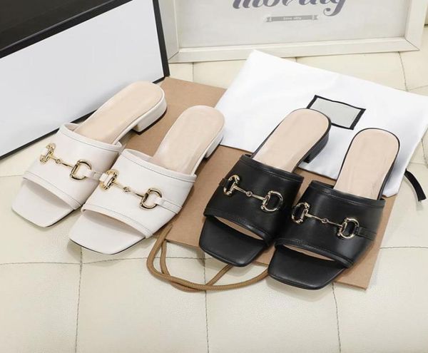

designer summer beach slippers fashion loafers lazy low heeled flops leather letters lady cartoon slides women shoes metal ladies 5114930, Black