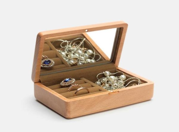 

jewelry bag solid wooden hard case fashion accessories earrings studs rings necklace keeper holder 2 shape options rectangular s943106652