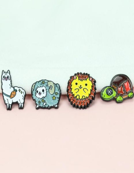 

cute cartoon animal tortoise brooch pins funny alpaca sheep zinc alloy enamel brooches for children xmas gift badges bag shirt pin6680099, Gray