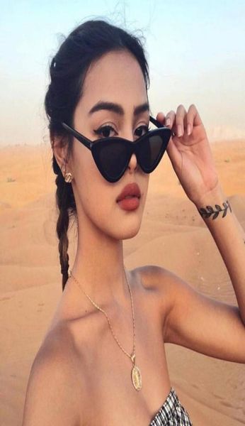 

vintage cateye sunglasses women retro small cat eye sun glasses brand designer colorful eyewear for female oculos de sol3506837, White;black