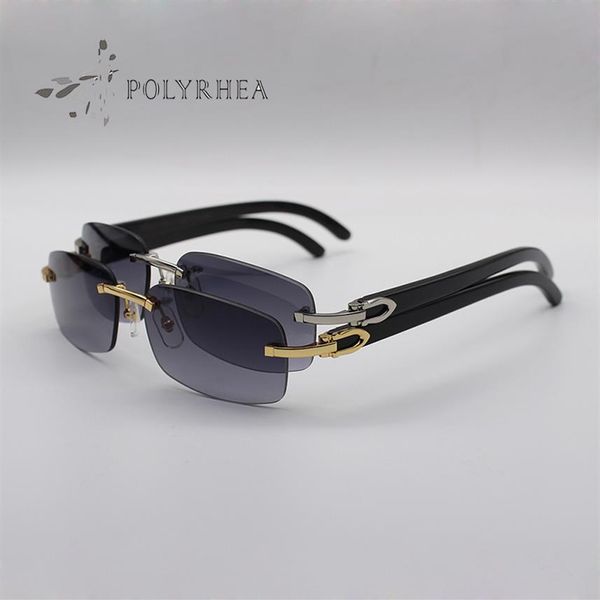 

luxury sunglasses natural buffalo horn glasses men women rimless brand designer black with original packaging box cases204j, White;black