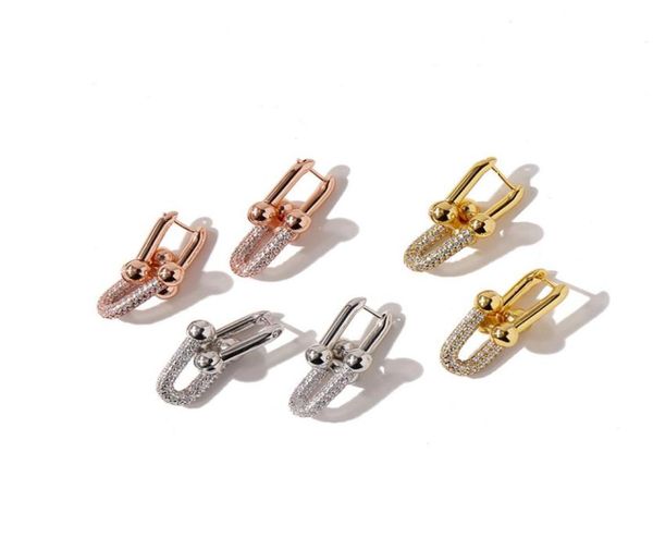 

new fashion stainless steel stud earring design chain link earrings for women man wedding party jewelry with box1276450, Golden;silver