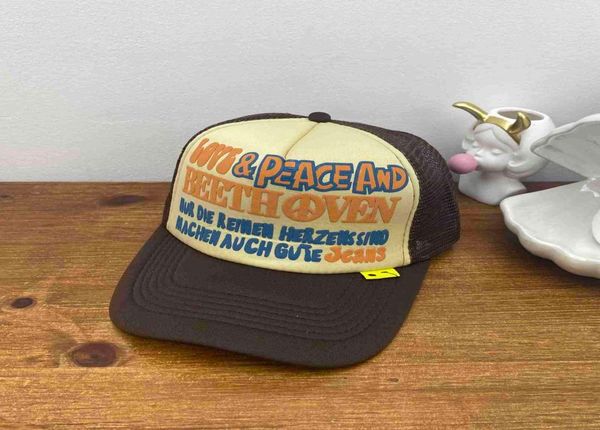 

kapital hirata hohiro print adjustable mesh panel cotton baseball cap truck cap1984092, Blue;gray