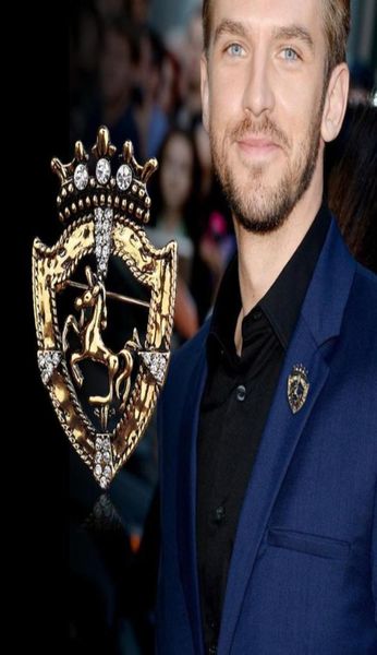 

vintage rhinestone crown prancing brooch for men039s suit corsage horse lapel pin badge clothing accessories antique color je459201376616, Gray