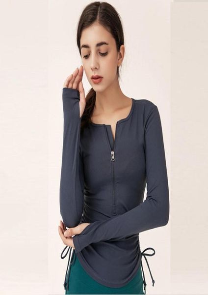 

women yoga shirt girls shrits running zipper long sleeve ladies casual outfits sportswear gym fitness wear shirt1440744