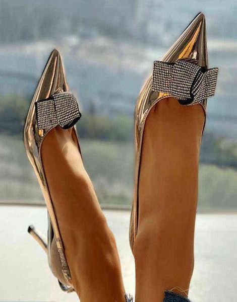 

2022 new shoes woman spring summer bow rhinestones european and american fashion stiletto pointed high heel sandals g2205271489041, Black