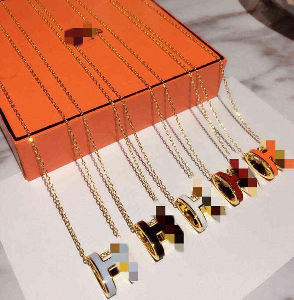 

enamel h letter pendant necklace female 925 silver rose gold light and simple niche luxury highend sense does not fade jewelry9049993