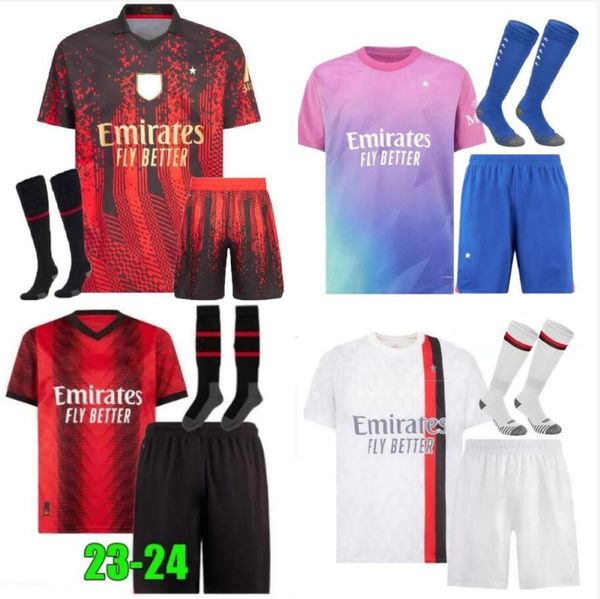 

23 24 premium quality pulisic soccer jerseys 3rd giroud koche koche de ketelaere rafa leao theo kids football shirt, Black