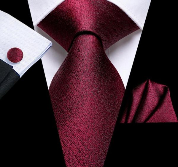 

bow ties business burgundy red solid silk wedding tie for men handky cufflink mens necktie fashion designer party drop hitie9106328, Black;gray