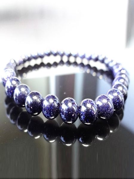 

mg1189 mens 6 mm natural blue sand beaded bracelet galaxy blue sun sitara stone bead bracelet for men3115480, Black