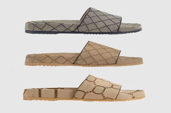 

fashion 35mm rubber slippers mens womens pool sandals brown maxi canvas wool blend slides with box and dust bags7138820, Black