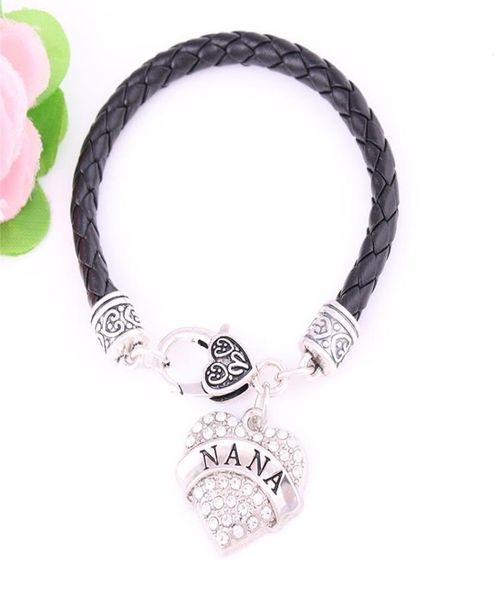 

fashion female jewelry heart bracelet nana written leather chain attractive design popularity gift for bff zinc alloy drop5342764, Golden;silver