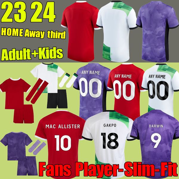 

23 24 soccer jerseys mac allister home away third diaz alexander arnold gakpo darwin 2023 fan player version szoboszlai 2023 2024 football m, Black;yellow