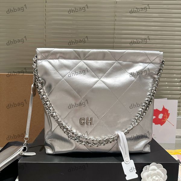 

22 garbage bag designer ladies classic shoulder bag silver hardware metal clasp tote coin matelasse chain diagonal shoulder bag large capaci