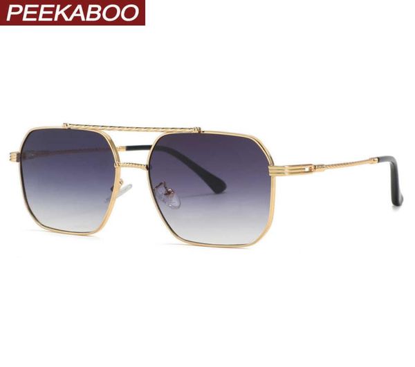 

sunglasses peekaboo big frame sunglasses women square double bridge metal glasses for men fashion uv400 2022 gift ite7556984, White;black