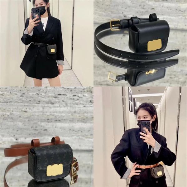 

luxury designer belt womens waist bag fashion leather fanny packs classic gold buckle mini bum bag lady belts purses dress accesso242e