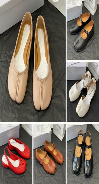 

tabi ballerina shoe women luxury designer sandal half casual shoes ballef flat leather ankle heel slip on boot lambskin calf dance7913920, Black