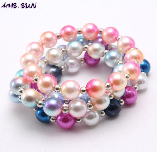 

rainbow beaded bracelets bangles strands for children colorful acrylic bead kids bracelet cartoon jewelry accessories girls1938134, Black