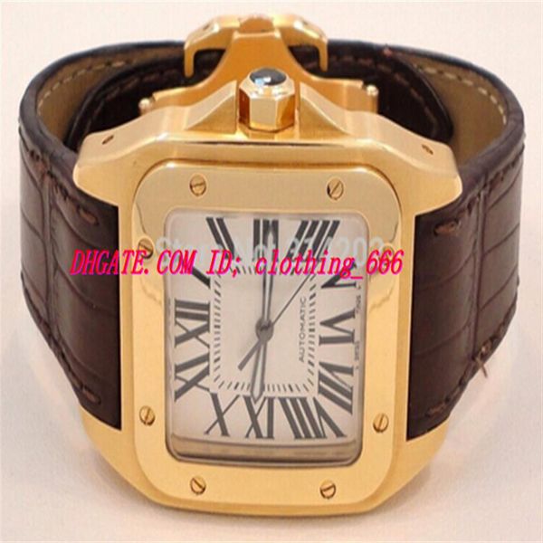 

luxury watch men automatic mechanical movement yellow gold 2657 w20071y1 100 leather strap wristwatches watches2727, Slivery;brown