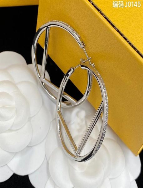 

2022 women hoops earrings diamond hoops fashion womens circle gold silver earring jewelry luxurys designer f earrings letter studs2874235, Golden;silver