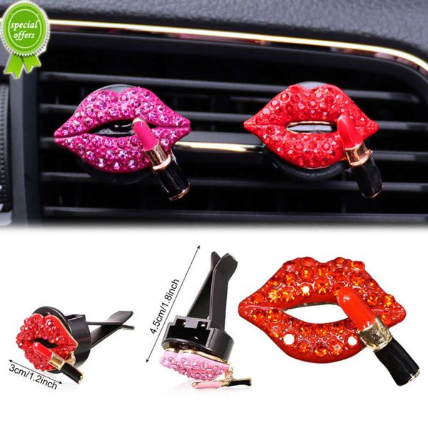 

new car air freshener clip air outlet aromatherapy clip perfume clip diamond red lips clips perfume auto interior accessories