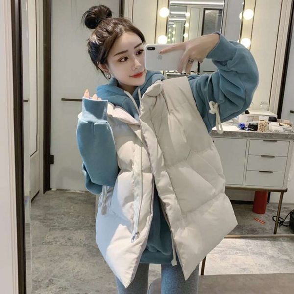 

down cotton vest for women autumn and winter korean version of loose short all matching jacket, Black;white