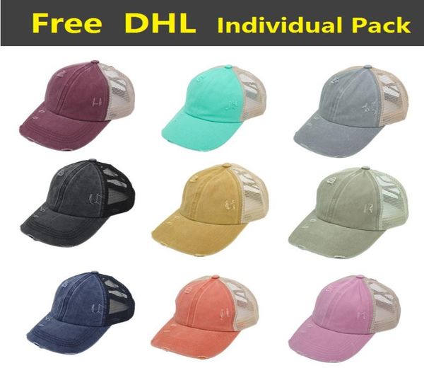 

ponytail baseball cap criss washed cotton trucker caps summer snapback hat sport hip hop visor dhl3649070, Blue;gray