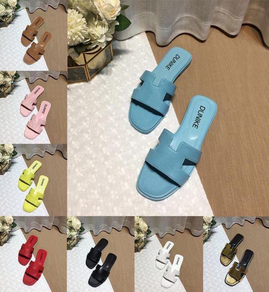 

2022 with box designer slippers women sandal flat flip flops odile skin slide ladies beach luxury slides summer genuine leathe7251414, Black