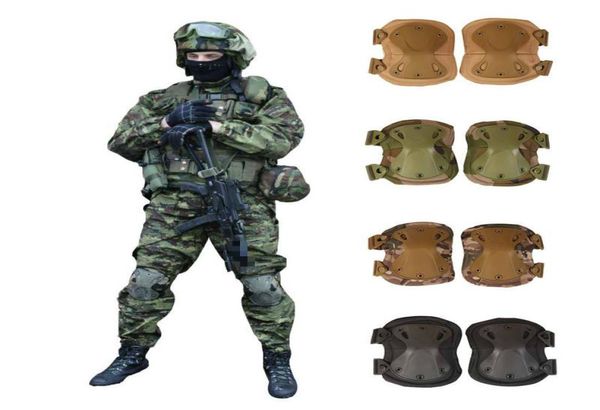 

military us army tactical paintball airsoft hunting protection war game knee and elbow protector knee pads elbow pads 4pcsset t4151720, Black;gray