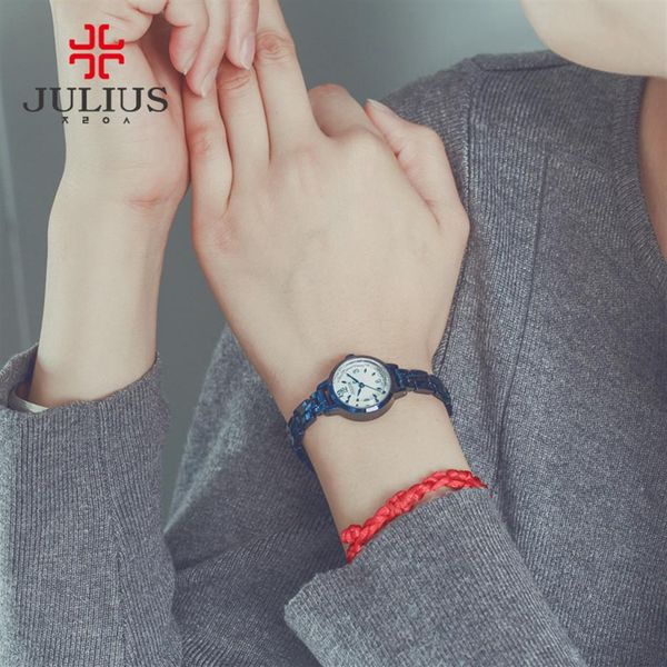 

new julius 2020 brand fashion japanese quartz movt designer watches woman clock gold ladies bracelet dress reloj mujer ja-865303i, Slivery;brown