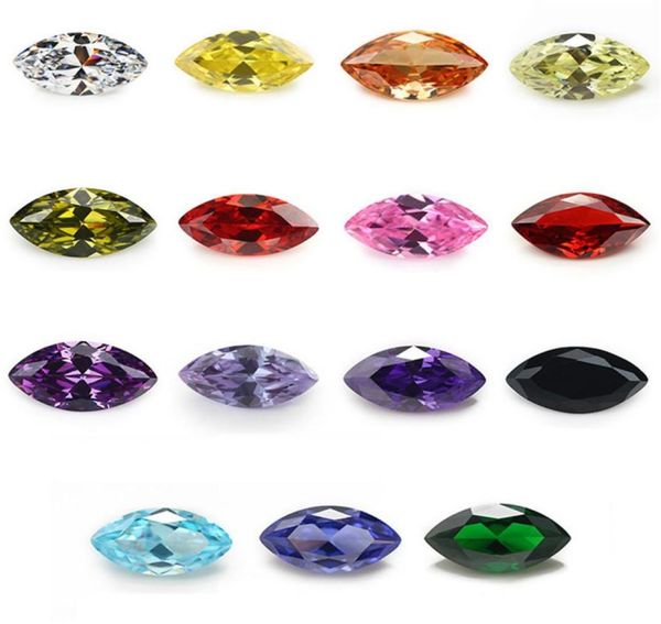 

whole 30 pcs bag loose 612 mm mix color faceted marquise cut shape 5a cubic zirconia gemstone beads for jewelry diy3256680, Black