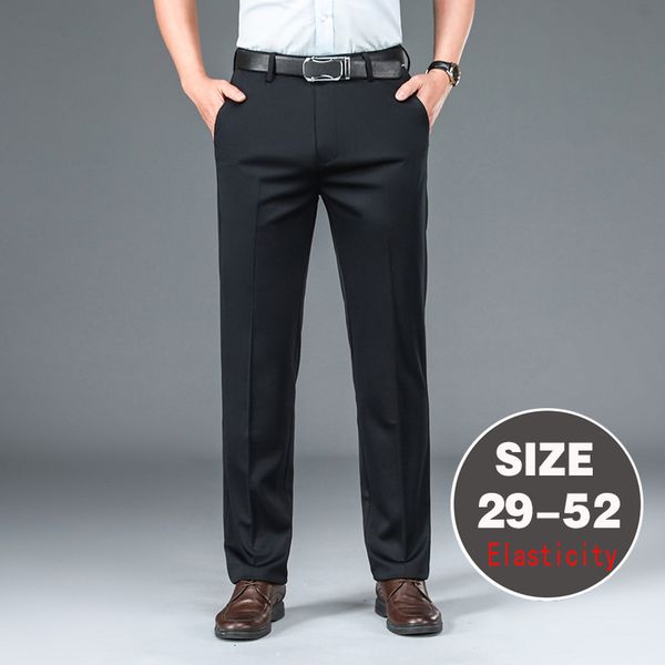 

mens pants 10xl oversize business men fit stretch formal trousers husband elegant suits dress social casual 230904, Black