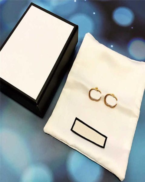 

classic letter geometric earrings studs charm retro designer earrings women eardrops jewelry with gift box for party anniversary c1903922, Golden