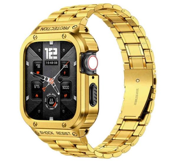 

watch bands stainless steel case strap for apple band 45mm 44mm 45 44 mm bumper frame cover accessories i series 4 5 6 se 7 strap 8057878, Black;brown