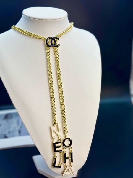 

designer necklace channel luxury fashion fashionable jewelry tassel pendant letter for women's adjustable collar chain temperament neck, Silver